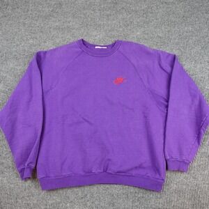 Vintage Nike Sweatshirt Mens Large Purple Fleece Crewneck Pullover Swoosh